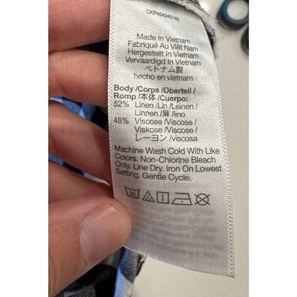 Madewell Size 4 Gingham Print Sarong Skirt Check Faux Wrap Tie Side Linen Blend - Picture 7 of 7